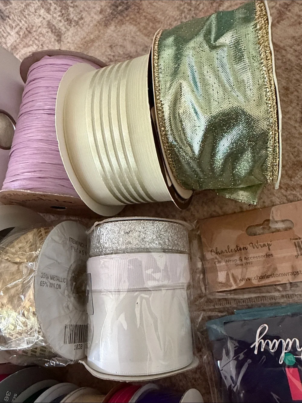 20 Roll Ribbon Bundle + Charleston Wrap Mini Gift Boxes & Bags NWT
